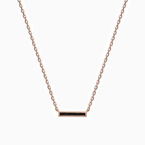 18KT Rose Gold Vermeil Baguette Black Onyx Bar Necklace - Lucid Line Front View
