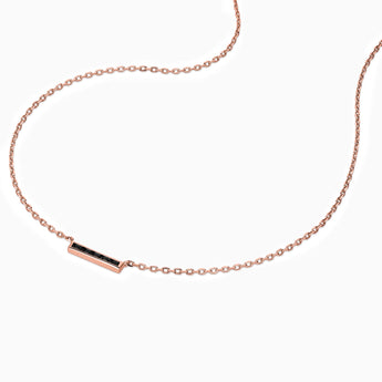18KT Rose Gold Vermeil Baguette Black Onyx Bar Necklace - Lucid Line Side View