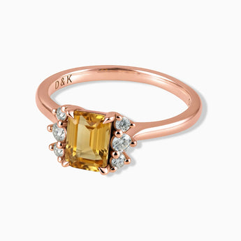 18KT Rose Gold Vermeil Baguette Citrine Ring – Seraph Front View