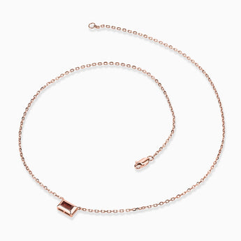 18KT Rose Gold Vermeil Baguette Garnet Bezel Necklace - Axiom Side View