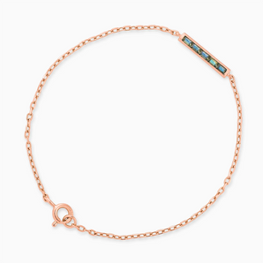 18KT Rose Gold Vermeil Baguette Labradorite Bar Bracelet - Sleek Horizon Front View