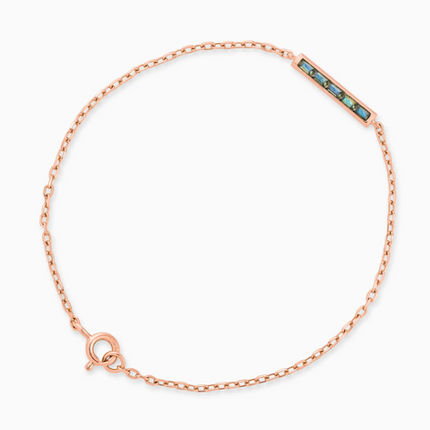 18KT Rose Gold Vermeil Baguette Labradorite Bar Bracelet - Sleek Horizon Front View