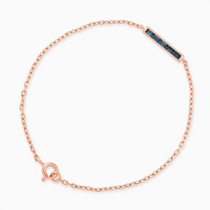 18KT Rose Gold Vermeil Baguette London Blue Topaz Bar Bracelet - Sleek Horizon Front View