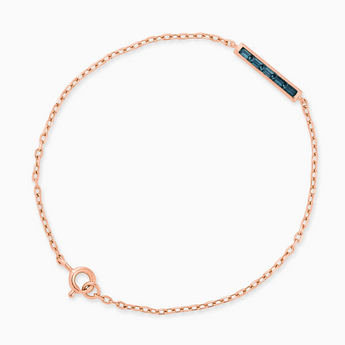 18KT Rose Gold Vermeil Baguette London Blue Topaz Bar Bracelet - Sleek Horizon Front View