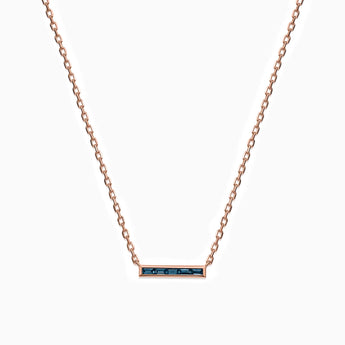 18KT Rose Gold Vermeil Baguette London Blue Topaz Bar Necklace - Lucid Line Front View