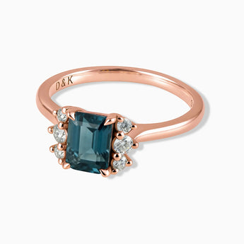 18KT Rose Gold Vermeil Baguette London Blue Topaz Ring – Seraph Front View