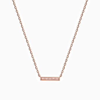 18KT Rose Gold Vermeil Baguette Morganite Bar Necklace - Lucid Line Front View
