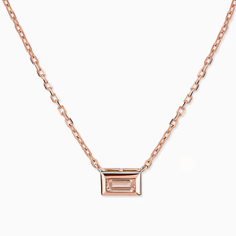 18KT Rose Gold Vermeil Baguette Morganite Bezel Necklace - Axiom Front View