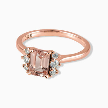 18KT Rose Gold Vermeil Baguette Morganite Ring – Seraph Front View