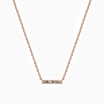 18KT Rose Gold Vermeil Baguette Moss Agate Bar Necklace - Lucid Line Front View