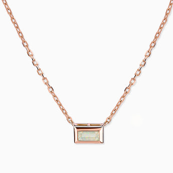 18KT Rose Gold Vermeil Baguette Opal Bezel Necklace - Axiom Front View