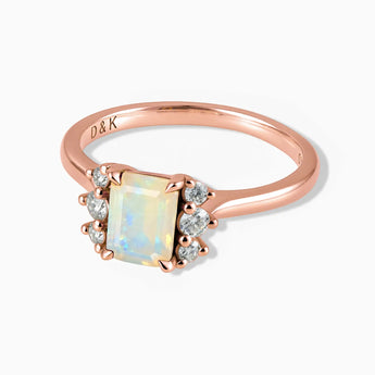18KT Rose Gold Vermeil Baguette Opal Ring – Seraph Front View