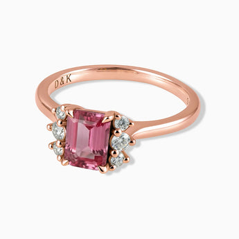 18KT Rose Gold Vermeil Baguette Pink Tourmaline Ring – Seraph Front View