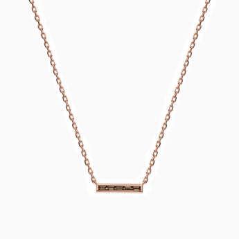 18KT Rose Gold Vermeil Baguette Smoky Quartz Bar Necklace - Lucid Line Front View