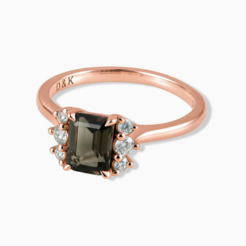 18KT Rose Gold Vermeil Baguette Smoky Quartz Ring – Seraph Front View