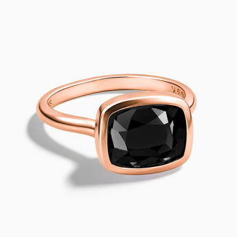 18KT Rose Gold Vermeil Black Onyx Cushion Ring - Pure Hush Front View