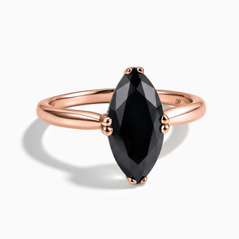 18KT Rose Gold Vermeil Black Onyx Marquise Ring - Silent Glow Front View