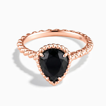 18KT Rose Gold Vermeil Black Onyx Pear Ring - Still Light Front View