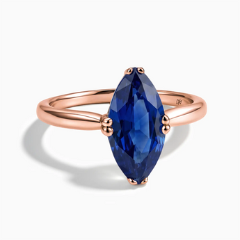 18KT Rose Gold Vermeil Blue Sapphire Marquise Ring - Silent Glow Front View
