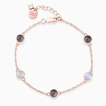 18KT Rose Gold Vermeil Cabochon Alexandrite & Moonstone Bracelet - Constellation Front View