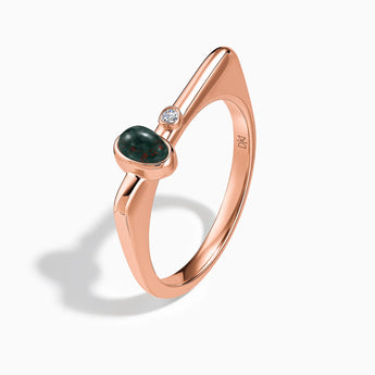 18KT Rose Gold Vermeil Cabochon Bloodstone Puzzle Stacking Ring - Minimal Bubble Side View