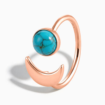 18KT Rose Gold Vermeil Cabochon Turquoise Crescent Open Ring - Cosmic Path Side View