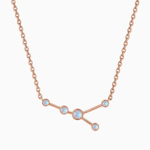 18KT Rose Gold Vermeil Cancer Zodiac Constellation Necklace - Moonstone Front View