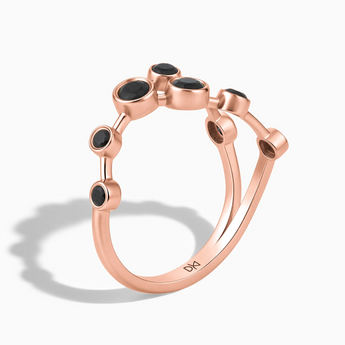 18KT Rose Gold Vermeil Capricorn Zodiac Constellation Ring - Black Onyx Side View