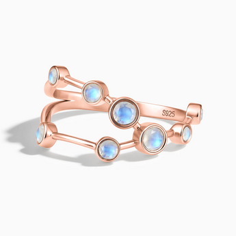 18KT Rose Gold Vermeil Capricorn Zodiac Constellation Ring - Moonstone Front View