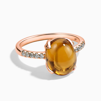 18KT Rose Gold Vermeil Citrine Cabochon Ring - Minimal Spiritual Front View