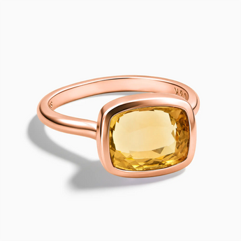 18KT Rose Gold Vermeil Citrine Cushion Ring - Pure Hush Front View