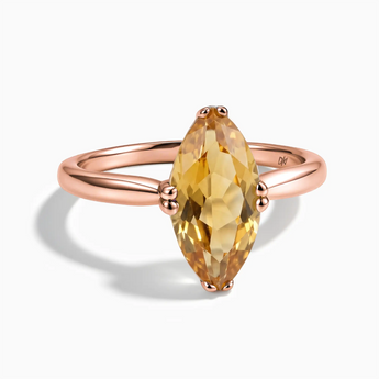 18KT Rose Gold Vermeil Citrine Marquise Ring - Silent Glow Front View