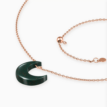 18KT Rose Gold Vermeil Crescent Bloodstone Pendant Necklace - Nightfall Side View
