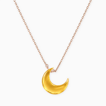 18KT Rose Gold Vermeil Crescent Citrine Pendant Necklace - Nightfall Front View