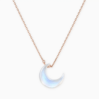 18KT Rose Gold Vermeil Crescent Moonstone Pendant Necklace - Nightfall Front View