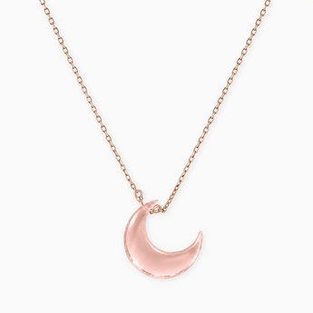 18KT Rose Gold Vermeil Crescent Morganite Pendant Necklace - Nightfall Front View