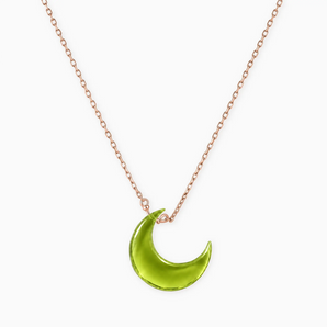 18KT Rose Gold Vermeil Crescent Peridot Pendant Necklace - Nightfall Front View