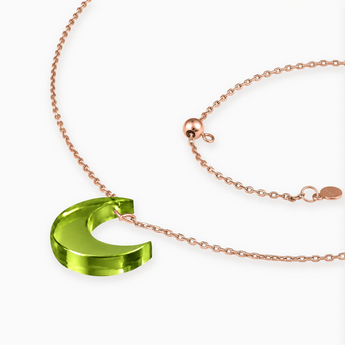 18KT Rose Gold Vermeil Crescent Peridot Pendant Necklace - Nightfall Side View
