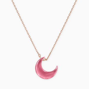 18KT Rose Gold Vermeil Crescent Pink Tourmaline Pendant Necklace - Nightfall Front View
