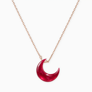18KT Rose Gold Vermeil Crescent Ruby Pendant Necklace - Nightfall Front View