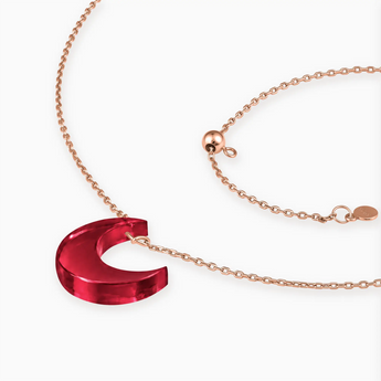 18KT Rose Gold Vermeil Crescent Ruby Pendant Necklace - Nightfall Side View