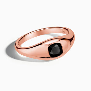 18KT Rose Gold Vermeil Cushion Black Onyx Signet Ring - Monolith Front View