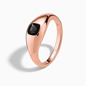 18KT Rose Gold Vermeil Cushion Black Onyx Signet Ring - Monolith Side View