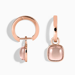 18KT Rose Gold Vermeil Cushion Morganite Bezel Hoop Earrings - Quiet Sway Front View
