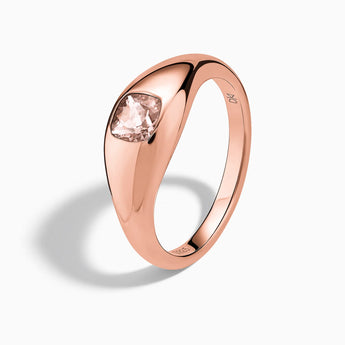 18KT Rose Gold Vermeil Cushion Morganite Signet Ring - Monolith Side View