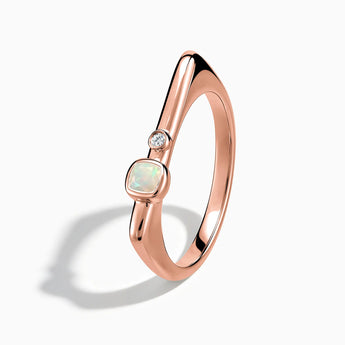 18KT Rose Gold Vermeil Cushion Opal Puzzle Stacking Ring - Minimal Serenity Side View
