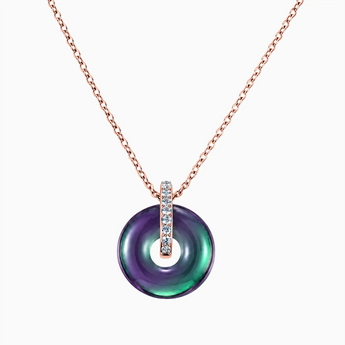 18KT Rose Gold Vermeil Donut Alexandrite Pave Bar Necklace - Origin Loop Front View