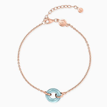 18KT Rose Gold Vermeil Donut Aquamarine Bracelet Entwined Beauty Front View