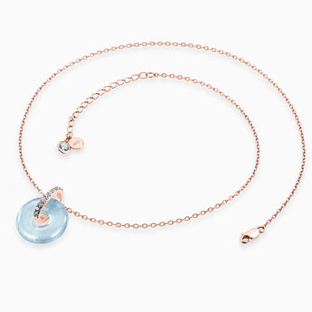 18KT Rose Gold Vermeil Donut Aquamarine Pave Bar Necklace - Origin Loop Side View