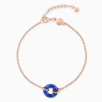 18KT Rose Gold Vermeil Donut Blue Sapphire Bracelet Entwined Beauty Front View